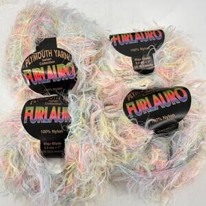 4 Plymouth Yarn Furlauro Eyelash Faux Fur 100% Nylon Trim Pastel Pink Blue #804